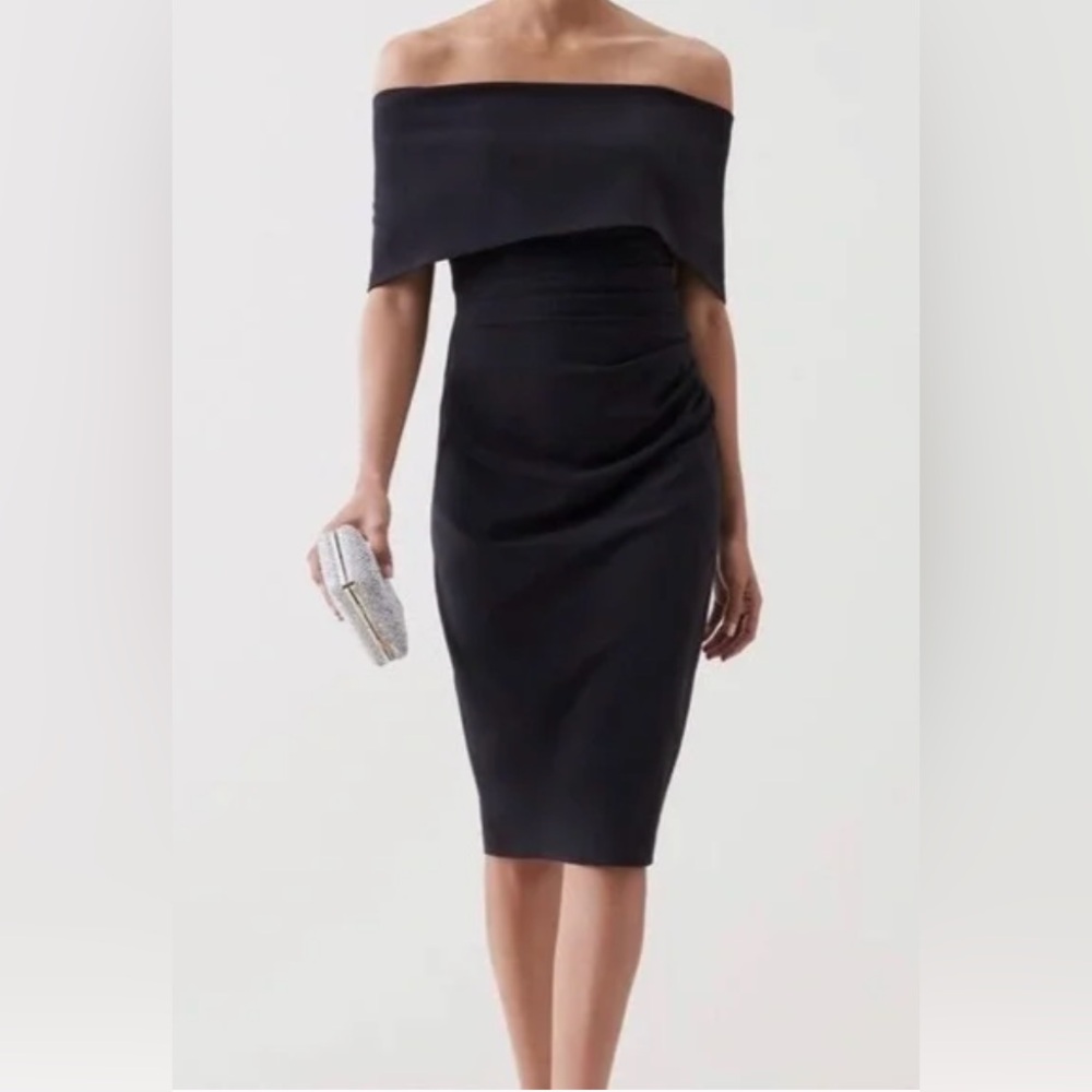 Elegant Vince Camuto Strapless Off-Shoulder Black Dress. Size 12